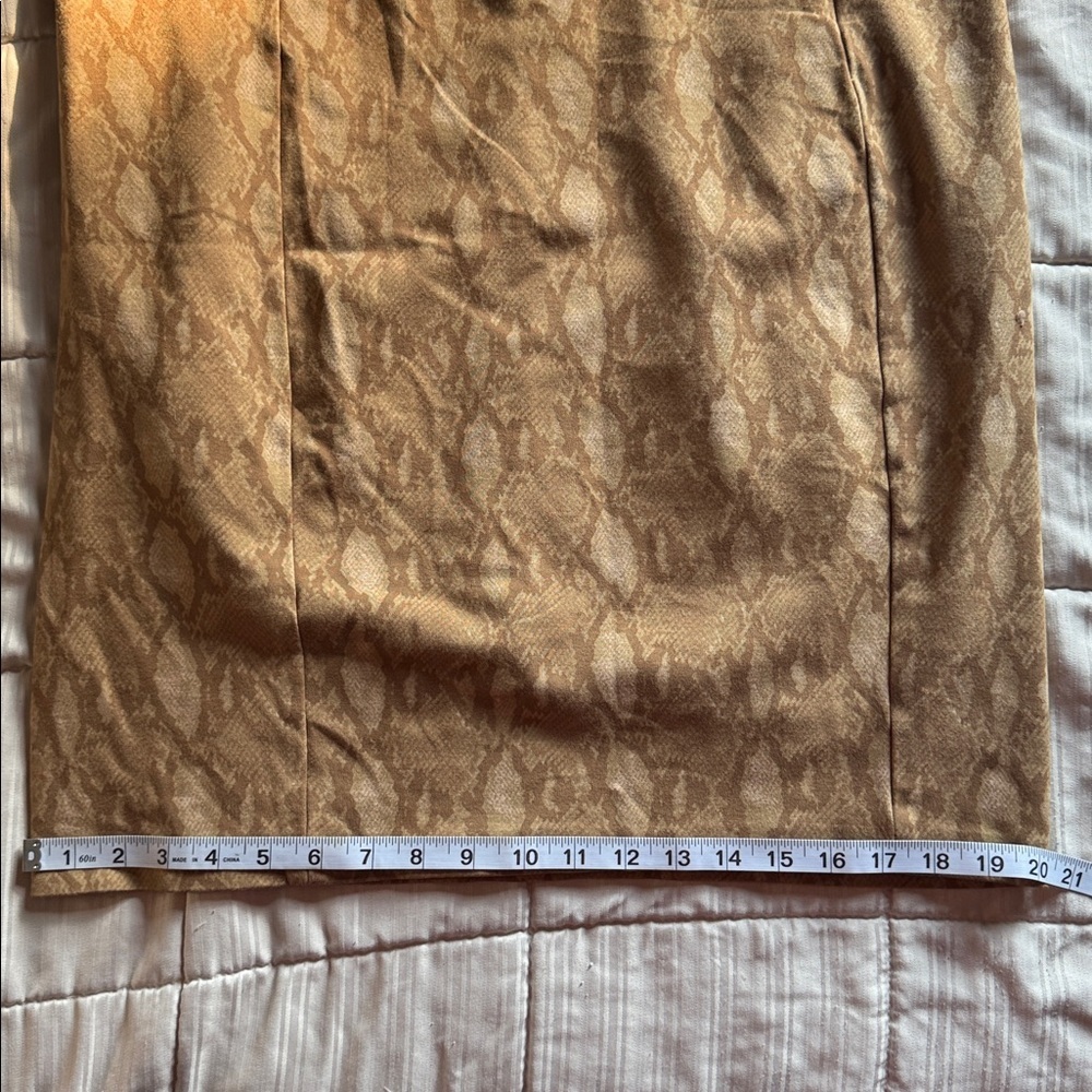 Lauren Ralph Lauren Sz LARGE Tan Snakeskin Print Ponte Shift Stretch Dress - Picture 8 of 10